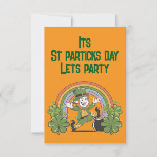 St. Patrick's Day with Rainbow & Leprechaun Invitation