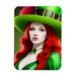 St. Patricks Day Woman in Green Tophat Magnet