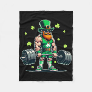 St Patricks Day Workout Weightlifting Saint Paddys Fleece Blanket