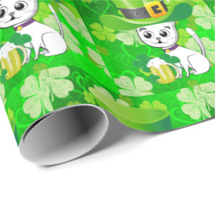 St. Patrick's Day Wrapping Paper Beer Cat