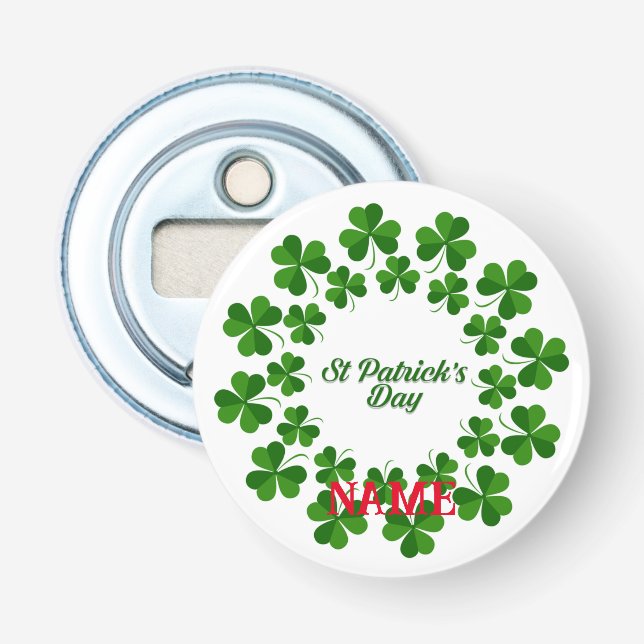St Patrick's Day Wreath Thunder_Cove Bottle Opener (Front)