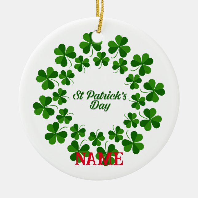 St Patrick's Day Wreath Thunder_Cove  Ceramic Tree Decoration (Front)