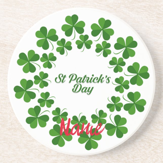 St Patrick's Day Wreath Thunder_Cove Coaster (Front)