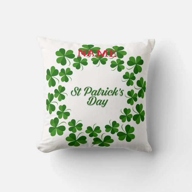 St Patrick's Day Wreath Thunder_Cove  Cushion (Front)