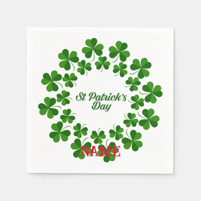 St Patrick's Day Wreath Thunder_Cove Napkin (Front)