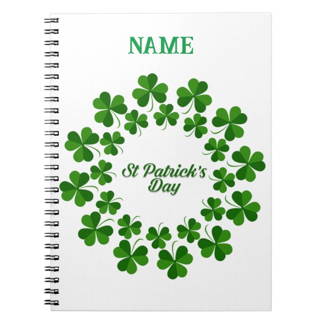 St Patrick's Day Wreath Thunder_Cove Notebook (Front)