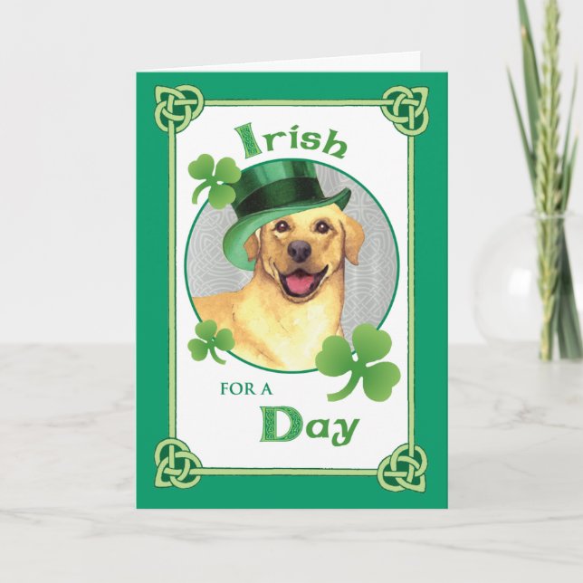 St. Patrick's Day Yellow Lab Card (Front)