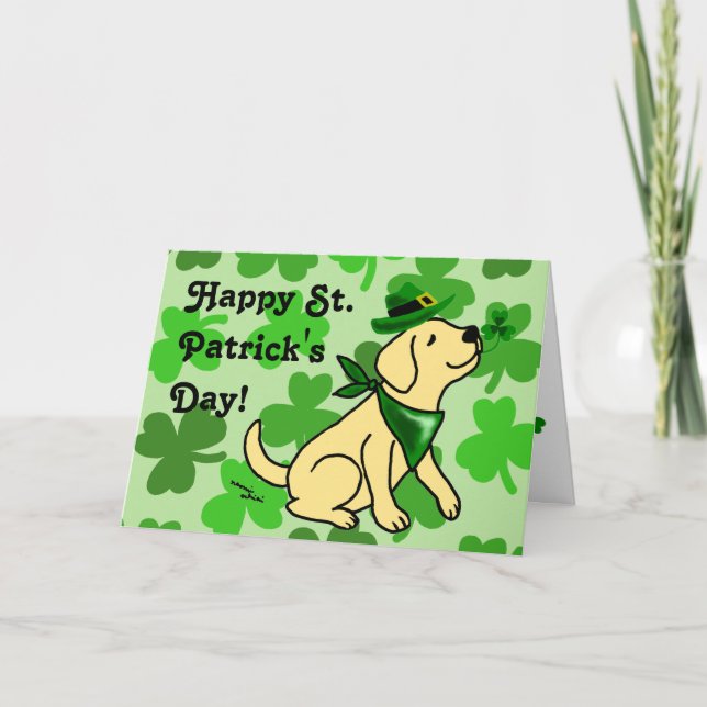 St. Patrick's Day Yellow Labrador Card (Front)