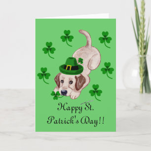 St. Patrick's Day Yellow Labrador Puppy in Green Card