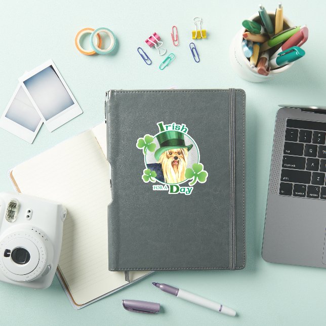 St. Patrick's Day Yorkshire Terrier Vinyl Sticker (iPad Cover)