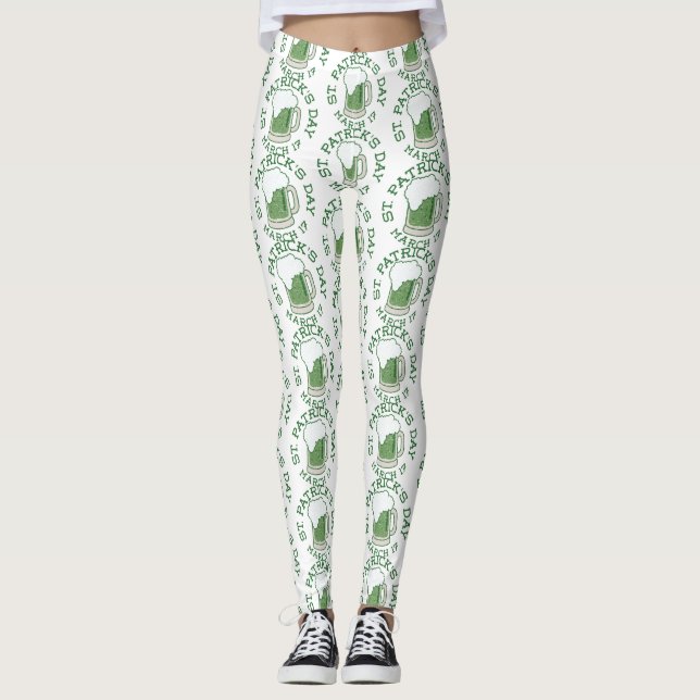 st patricks distressed green beer leggings (Front)