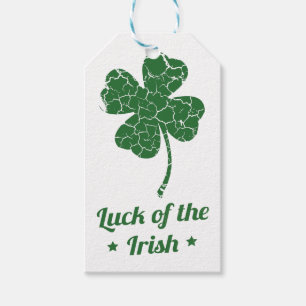 st patricks distressed lucky clover gift tags
