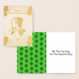 St. Patrick's Dog and Shamrocks Drawing, ZKOA Foil Card