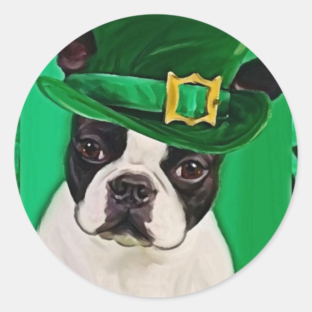 st patricks dog classic round sticker (Front)
