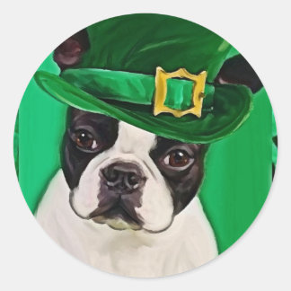 st patricks dog classic round sticker