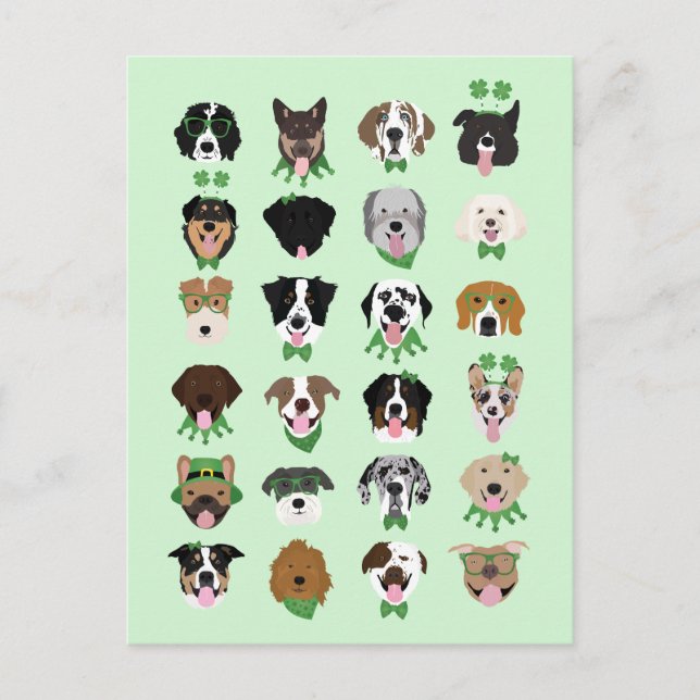 St Patricks Dog Face Pattern Postcard (Front)