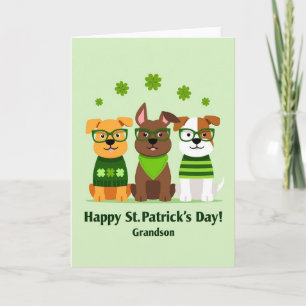 St Patricks Dogs Grandson Card