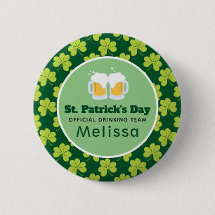 St. Patrick's Drinking Team Clover Pattern 6 Cm Round Badge