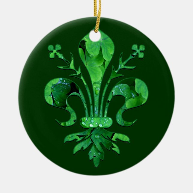 St. Patrick's Fleur de lis Ceramic Tree Decoration (Front)