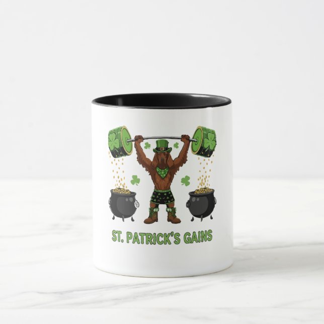 St. Patrick's Gains Funny Weightlifting Irish Sett Mug (Center)