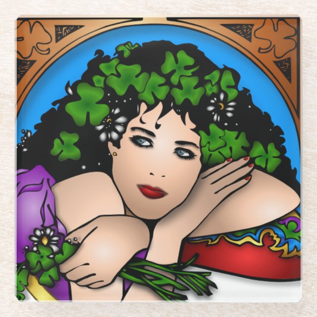 ST. PATRICK'S GIRL GLASS COASTER (Front)