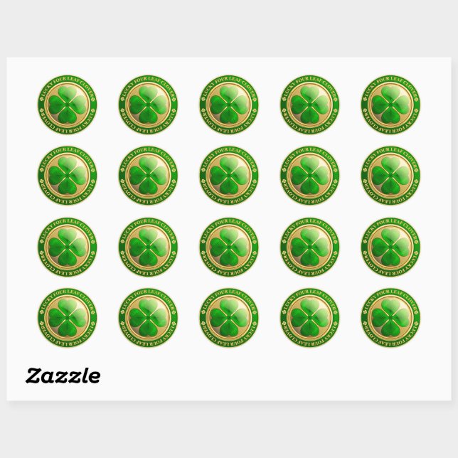 St Patrick's Gold Clover Coin Classic Round Sticker (Sheet)