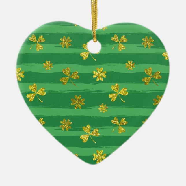 st patricks golden shamrocks ceramic tree decoration (Front)