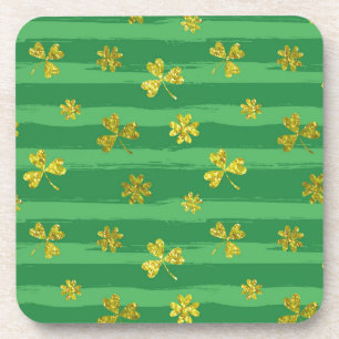 st patricks golden shamrocks coaster
