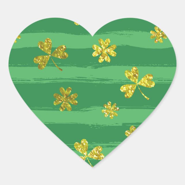 st patricks golden shamrocks heart sticker (Front)