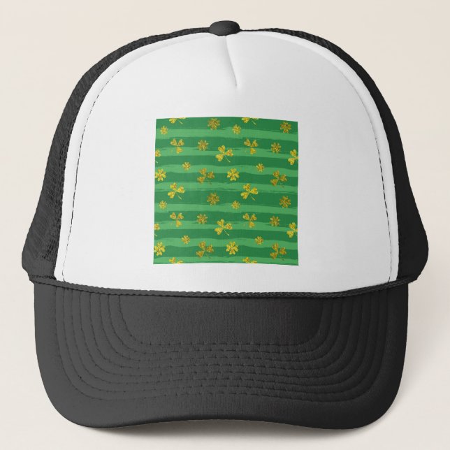 st patricks golden shamrocks trucker hat (Front)