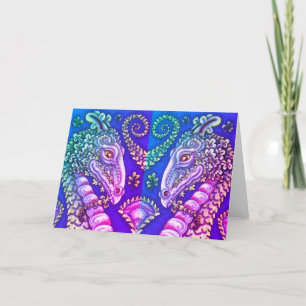 ST. PATRICK'S GREEN SHAMROCK DRAGON, IRISH FANTASY HOLIDAY CARD