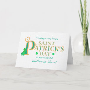 St Patrick's Greeting Mother in Law Shamrocks Card