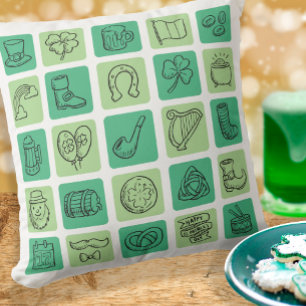 St. Patrick's Hand Drawn Icons ID635 Cushion