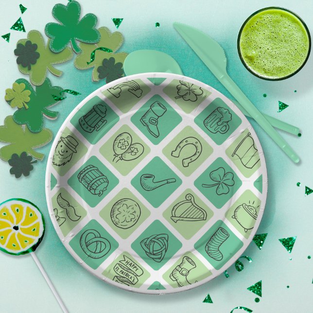 St. Patrick's Hand Drawn Icons ID635 Paper Plate (Creator Uploaded)