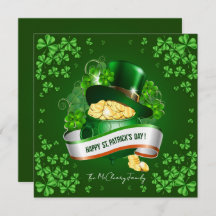 St Patrick's Hat and Pot of Gold Holiday Card