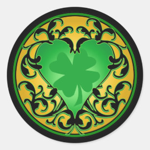 St. Patrick's Heart Lucky Charm Classic Round Sticker