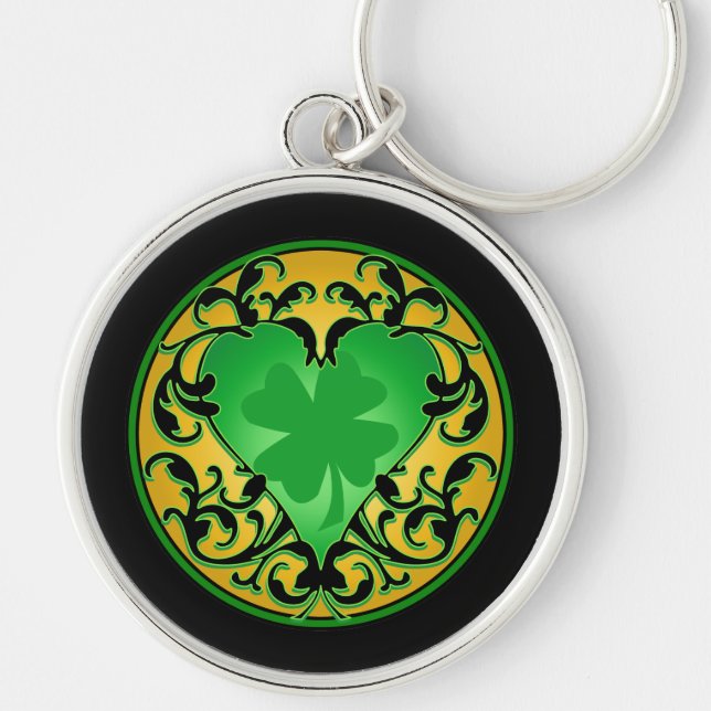 St. Patrick's Heart Lucky Charm Key Ring (Front)