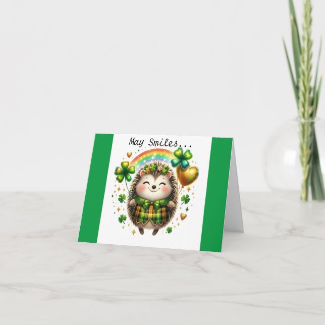 St. Patrick's Hedgehog Holiday Card (Front)