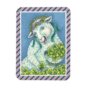 ST. PATRICK'S IRISH EWE & SHAMROCKS MAGNET