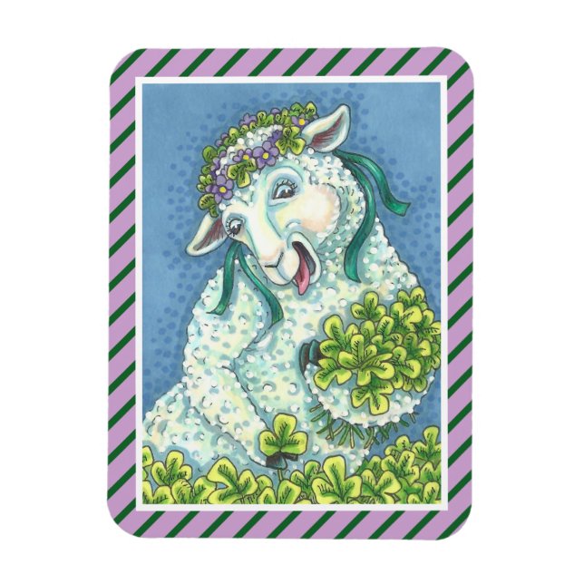 ST. PATRICK'S IRISH EWE & SHAMROCKS MAGNET (Vertical)
