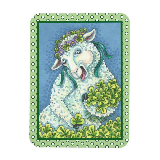ST. PATRICK'S IRISH EWE & SHAMROCKS MAGNET (Vertical)