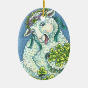 ST. PATRICK'S IRISH EWE, SHEEP ORNAMENT Oval