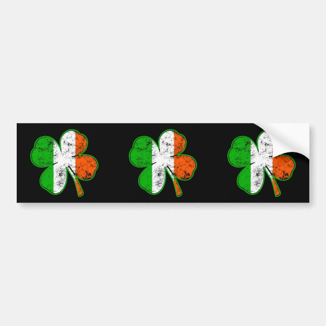 St Patricks Irish Flag Shamrock in grunge style Bumper Sticker (Front)
