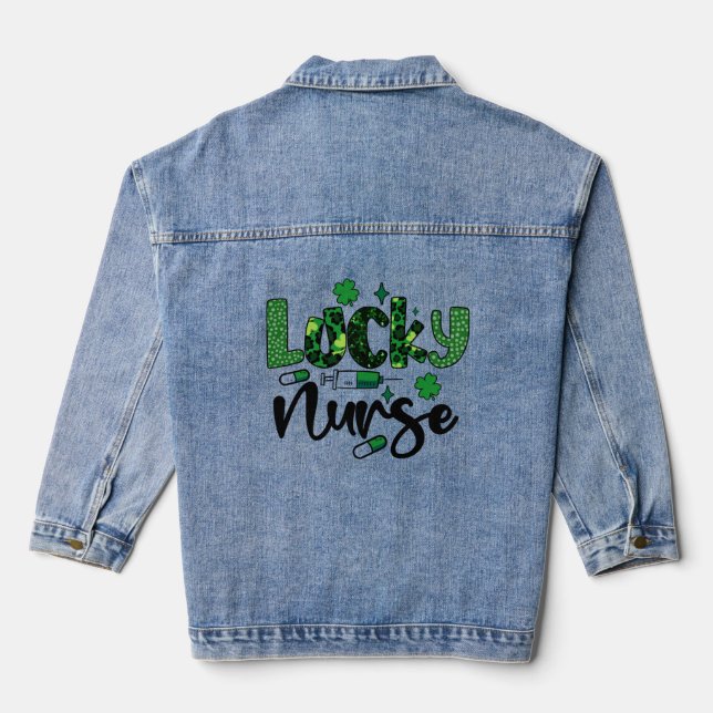 St.Patrick's Irish Lucky Nurse  Design Tri-Blend S Denim Jacket (Back)