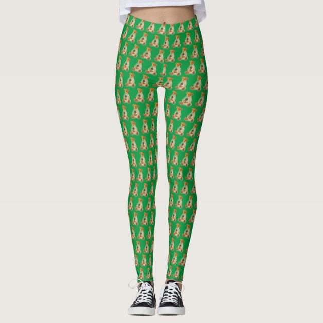 St. Patrick's Irish Teddy Bear Print Leggings (Front)