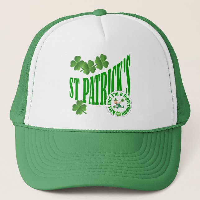 St Patrick's, kiss me i'm a leprechaun Trucker Hat (Front)
