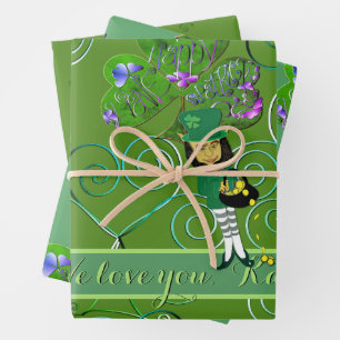 St. Patrick's Leprechaun Shamrocks Wrapping Paper