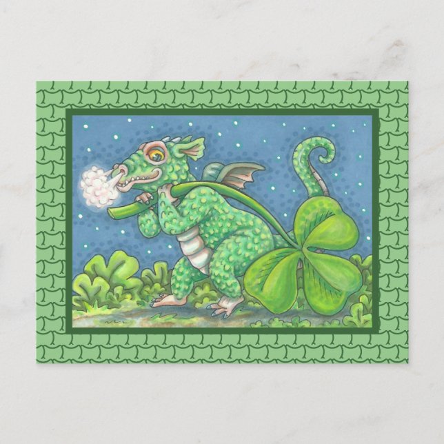 ST. PATRICK'S LITTLE IRISH DRAGON FANTASY POSTCARD (Front)