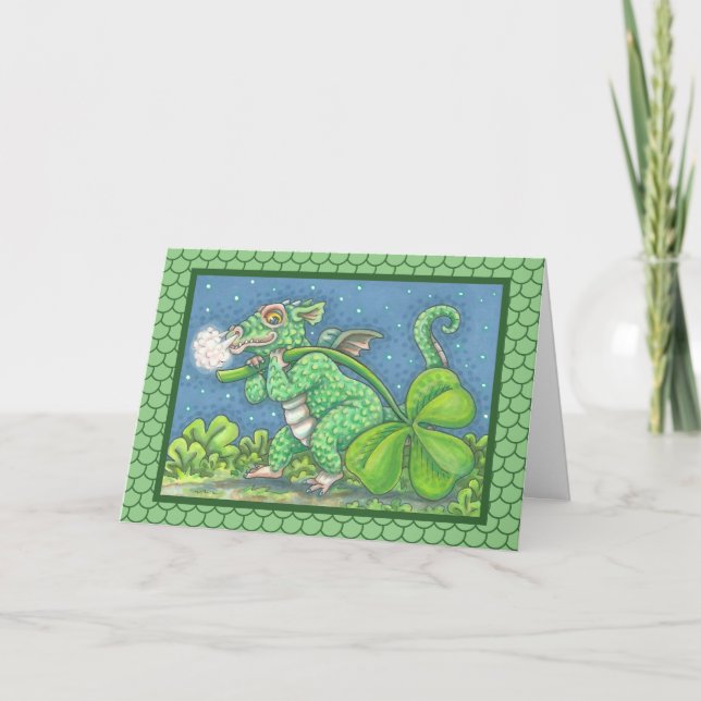 ST. PATRICK'S LITTLE IRISH DRAGON GREETING CARD (Front)