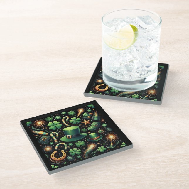 St. Patrick's Luck Glass Coaster (Angled)